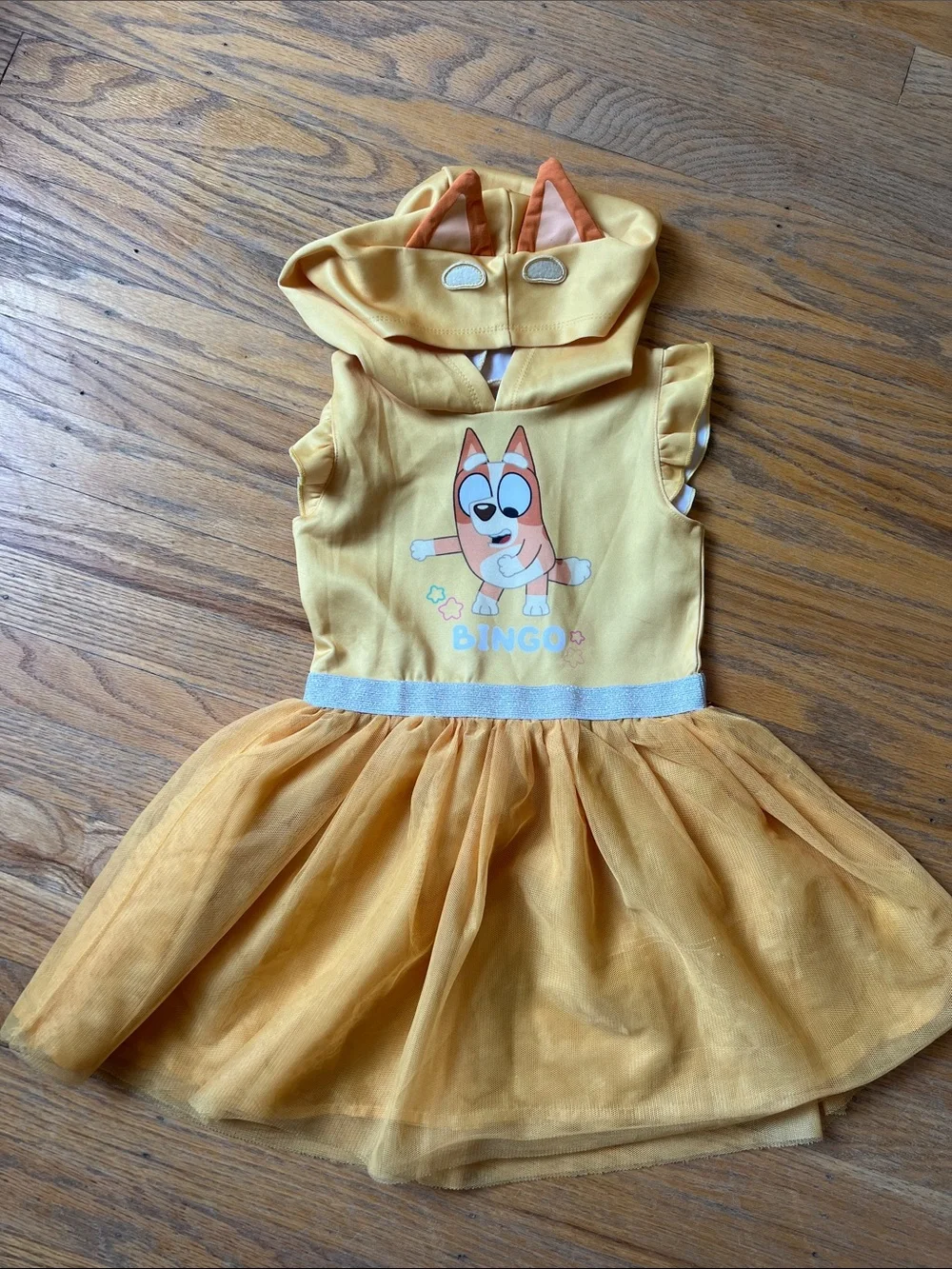 Yellow disney bluey 'Bingo' Tutu Dress with Hooded Ears
